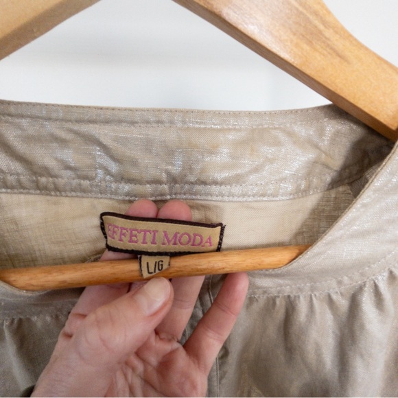 EFFETI MADA Beige/Taupe Summer Button Up Jacket 3/4 Sleeve Size L.  B002 - Picture 2 of 11